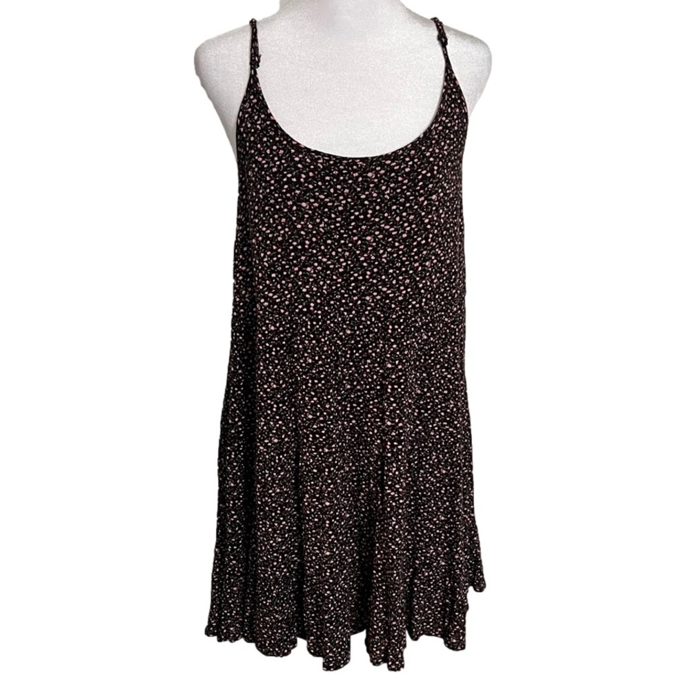 Hem & Thread Floral Sundress with Spaghetti Straps Black Pink Women Size L